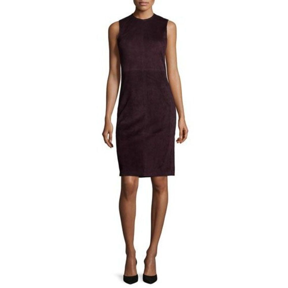 Theory Red Sleeveless Sheath Dress Mock Neck Midi